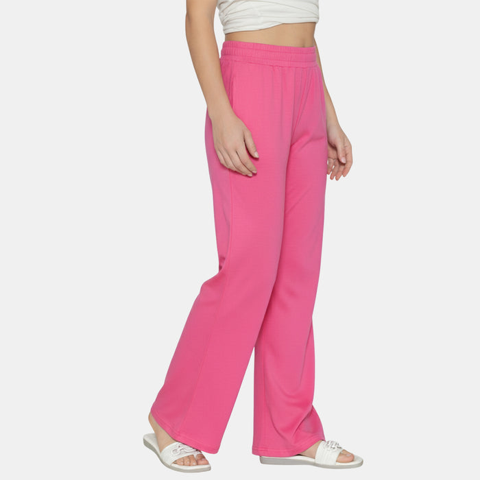 Women Flared Pants (Bright Rose)