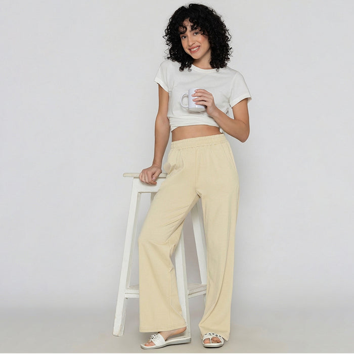 Women Flared Pants (Butter Milk)