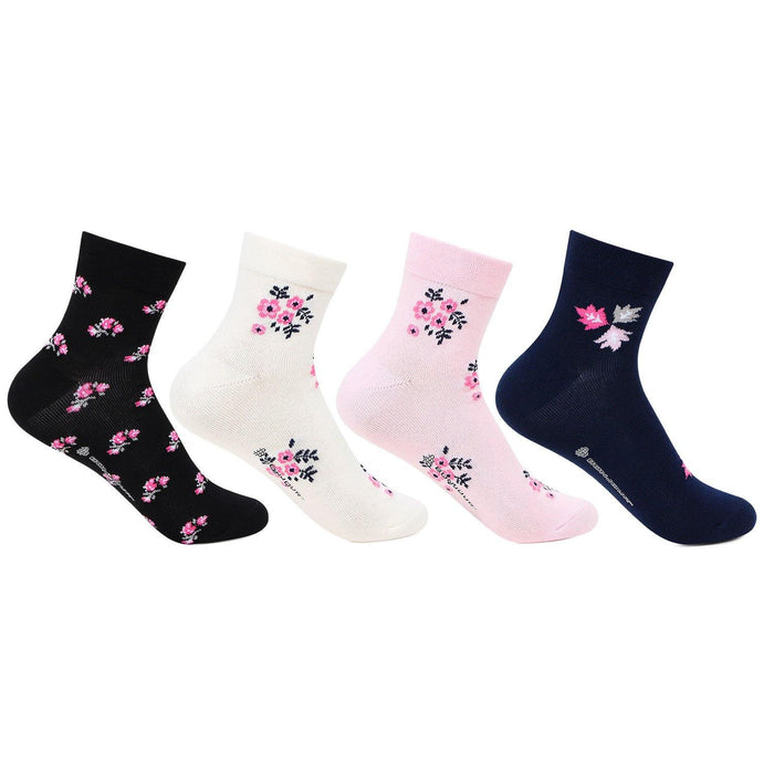 Women's Floral Fancy Socks -Pack Of 4 - Bonjour Group