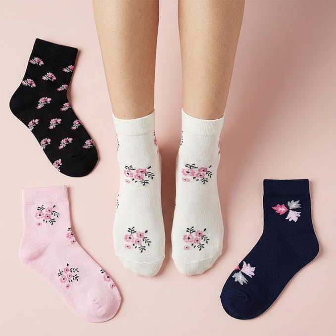 Women Floral Fancy Socks -Pack Of 4
