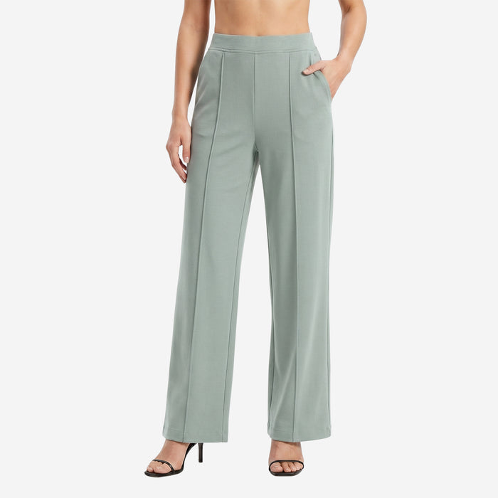 Women High Waist Straight Fit Korean Pants (Lt.Grey)