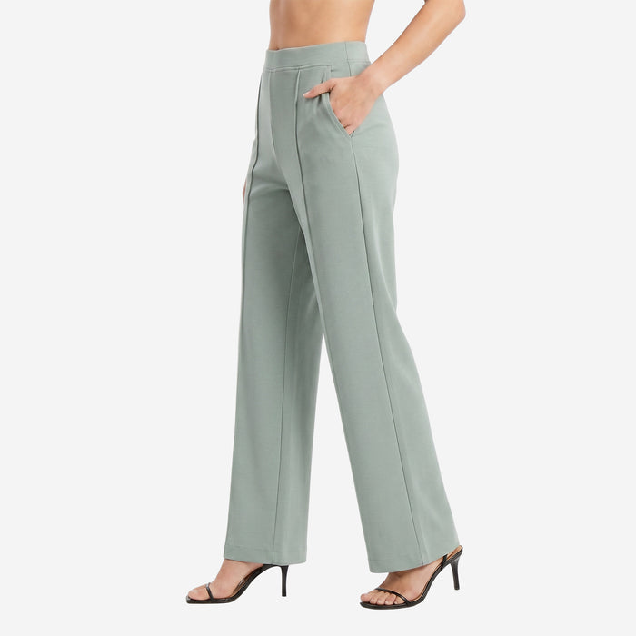 Women High Waist Straight Fit Korean Pants (Lt.Grey)