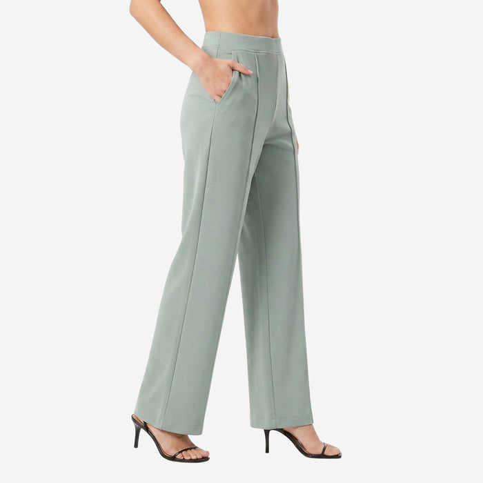 Women High Waist Straight Fit Korean Pants (Lt.Grey)