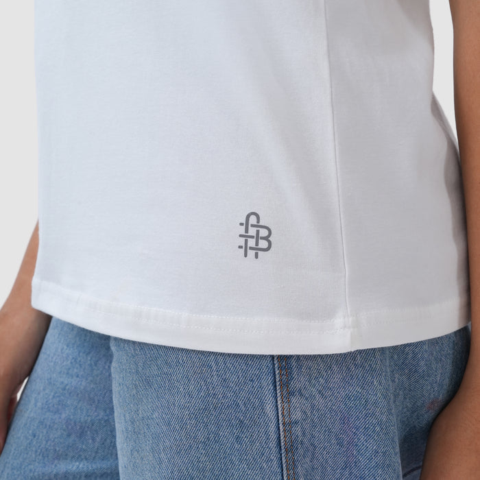 Women Knitted Fabric Regular Fit Short Sleeve T-shirt - White