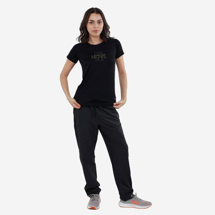Women Knitted Fabric Regular Fit Short Sleeve Tee/T-shirt - Navy