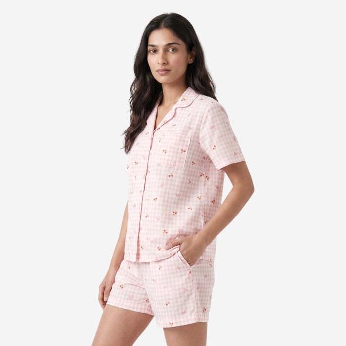 Women Print Rayon Loungewear Set (Lt.Pink)