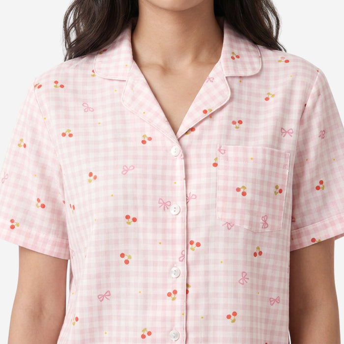 Women Print Rayon Loungewear Set (Lt.Pink)