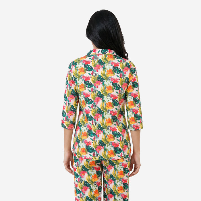 Women Printed Rayon Loungewear Set (Multicolor)
