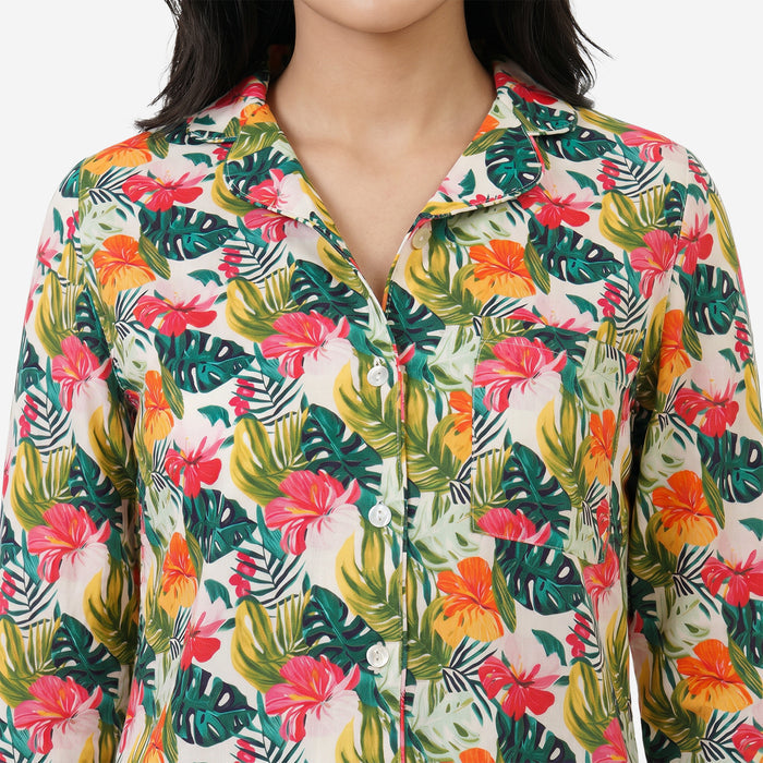 Women Printed Rayon Loungewear Set (Multicolor)