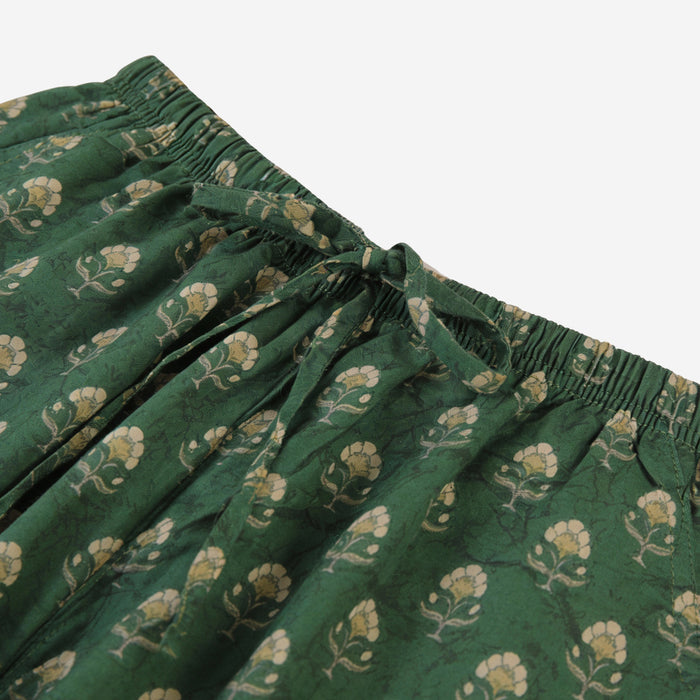 Women Printed Rayon Relaxed-Fit Lounge Pyjama Pants - Dark Green