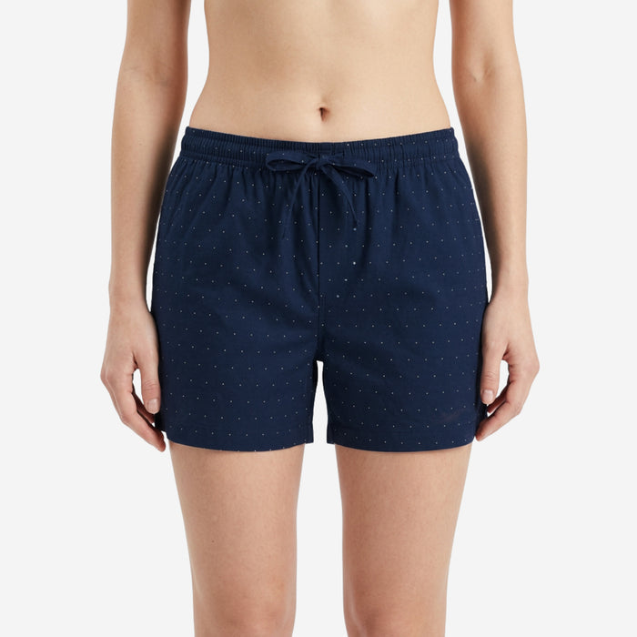 Women Regular Fit Cotton Boxer Shorts (Navy)