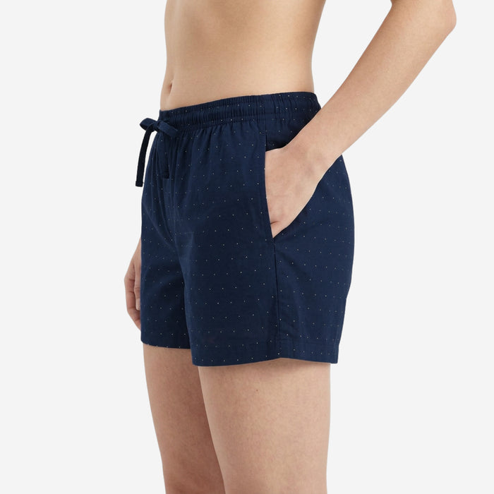Women Regular Fit Cotton Boxer Shorts (Navy)