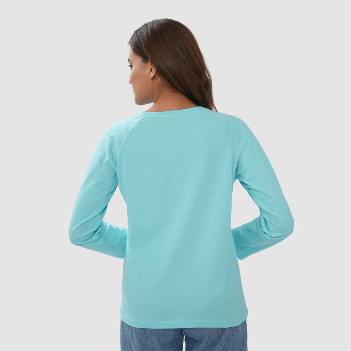 Women Round Neck Lounge Wear Tee- Comfort Fit - Aruba Blue