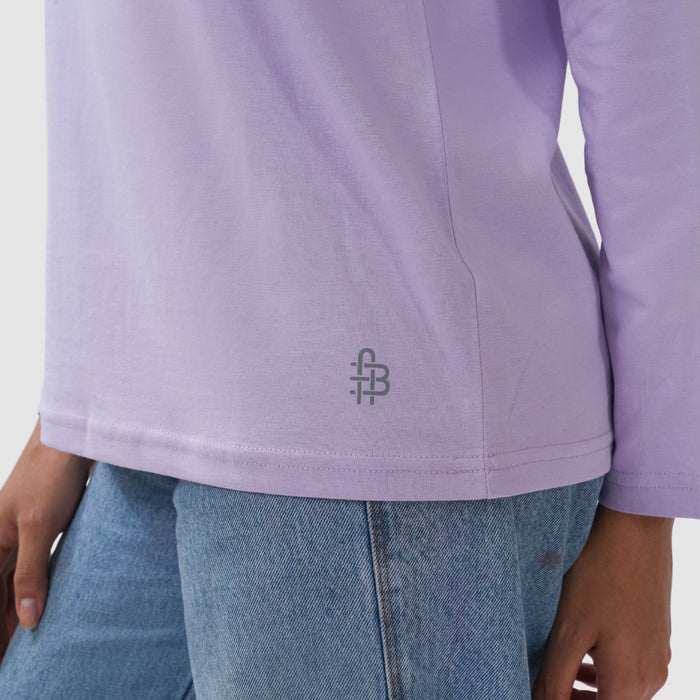 Women Round Neck Lounge Wear Tee- Comfort Fit - Pastel lilac