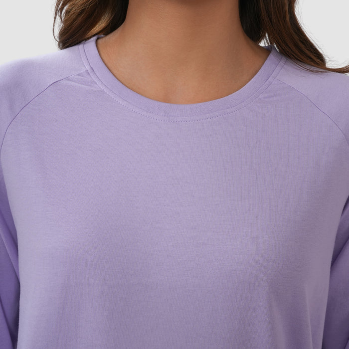 Women Round Neck Lounge Wear Tee- Comfort Fit - Pastel lilac