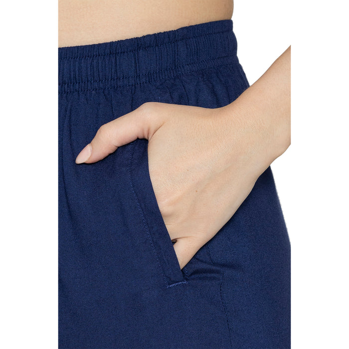 Women Solid Woven Viscose Palazzo - Navy