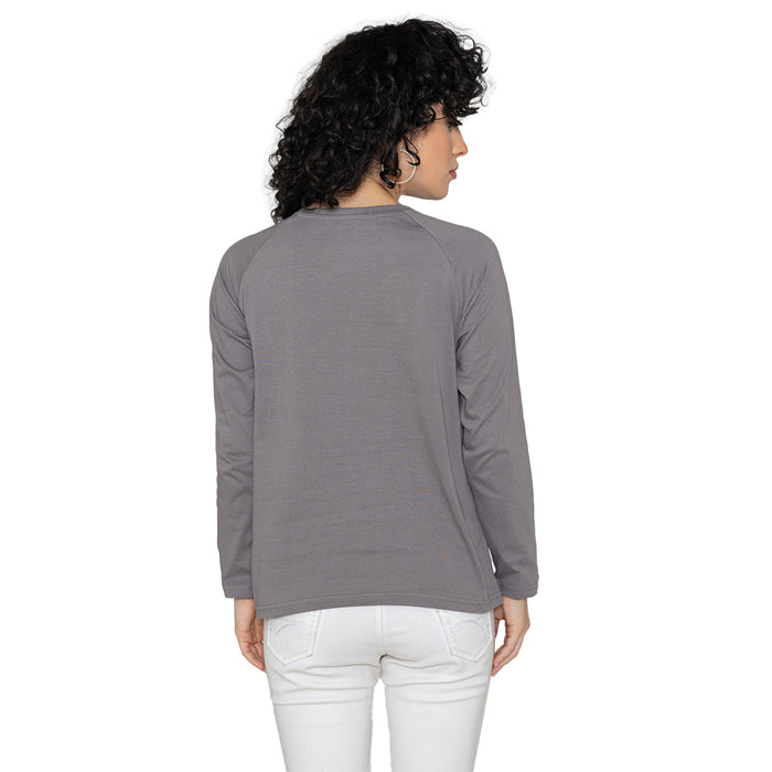 Women V Neck Lounge Wear Tee- Comfort Fit - Gray