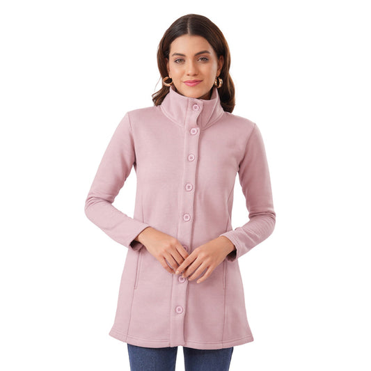 Women Winter High Neck Long Coat (Mauve)