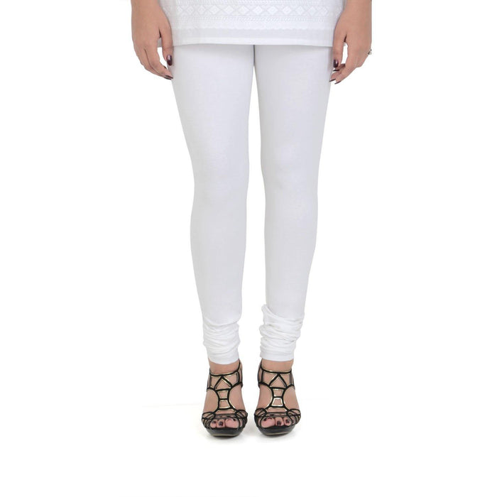Vami Women's Cotton Stretchable Churidar Legging - White - Bonjour Group