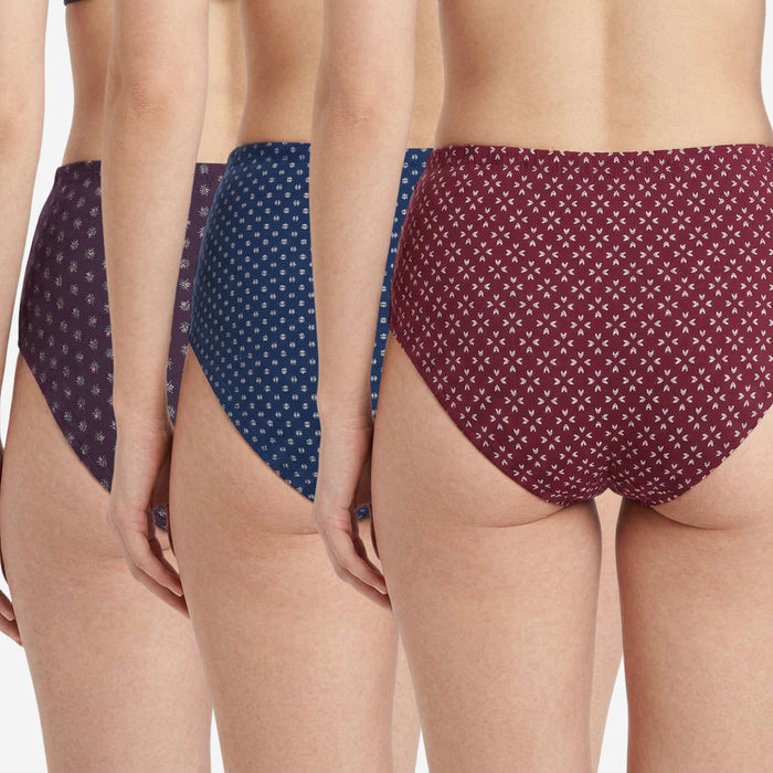 Women's Cotton Mid-Waist Full Coverage Printed Hipster Panties - (Pack of 3)