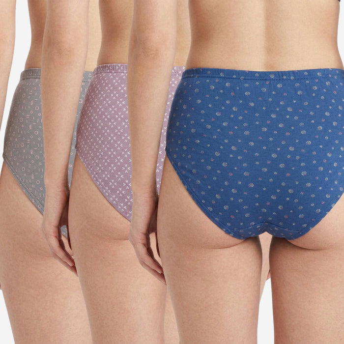 Women's Cotton Mid-Waist Full Coverage Printed Hipster Panties - (Pack of 3)