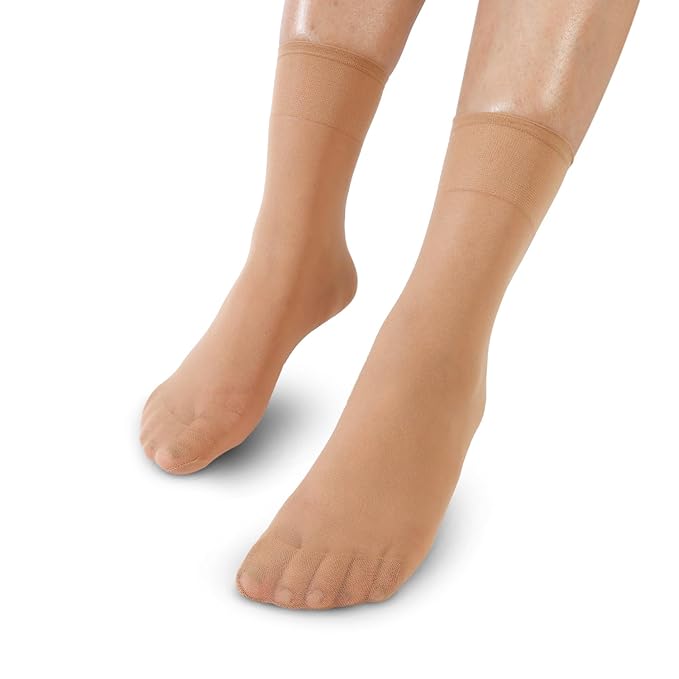 Women's & Girls' Sheer Matte Ankle High Socks - Skin (Pack of 5)