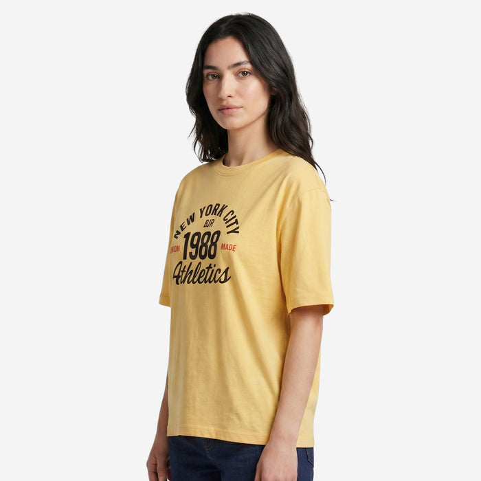 Women's Oversized Printed T-Shirt (Yellow)