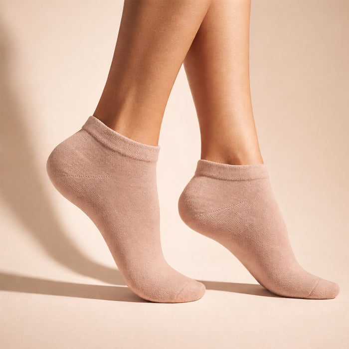 Women's Plain Cotton Secret Length Socks in Skin Color - Pack of 4