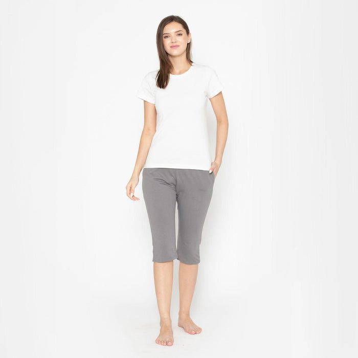 Women's Plain Knitted Capri - Charcoal Grey