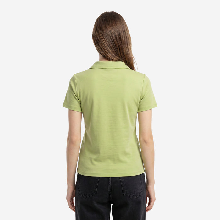 Women’s Solid Polo Half Sleeve T-Shirt (Pista)