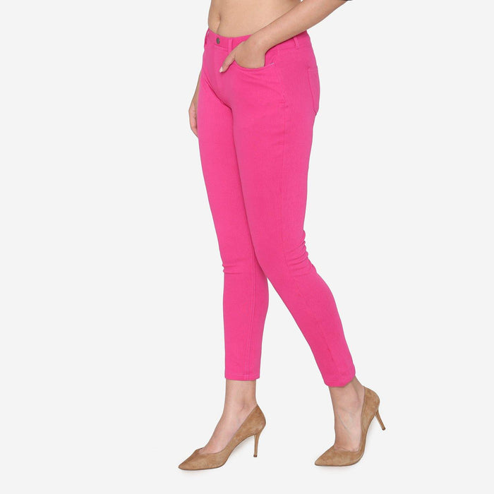Vami Women's  Cotton Stretchable Jeggings - Magic Pink - Bonjour Group