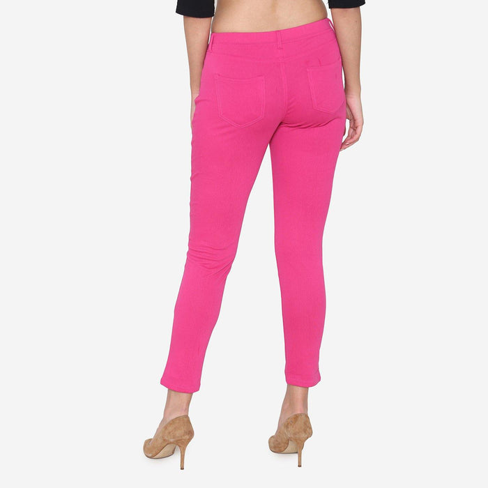 Vami Women's  Cotton Stretchable Jeggings - Magic Pink - Bonjour Group