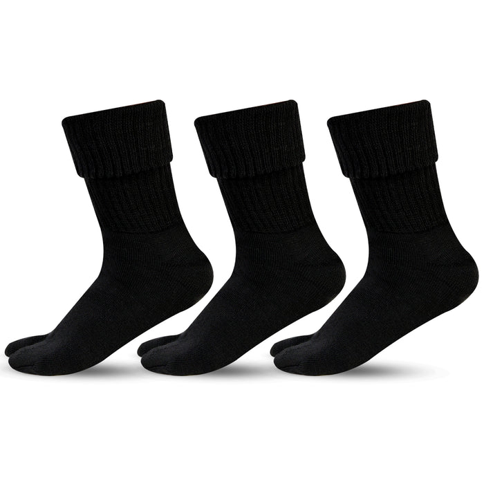 Women's Woolen Thumb Socks (Black) -Pack of 3